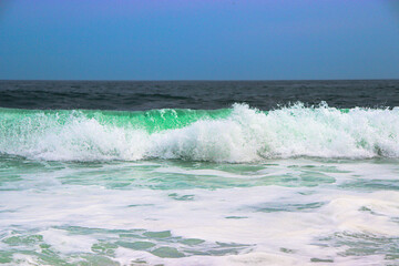 Big sea wave. Storm. Rough sea. Beautiful sea view.