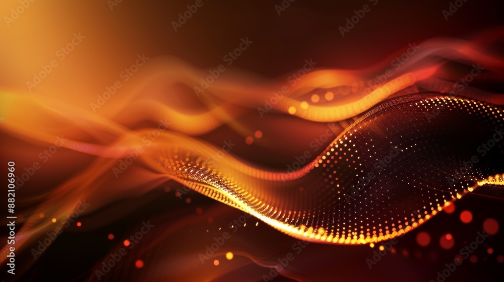 Poster Flowing dots and abstract waves are the background design of this hi-tech and big data background.