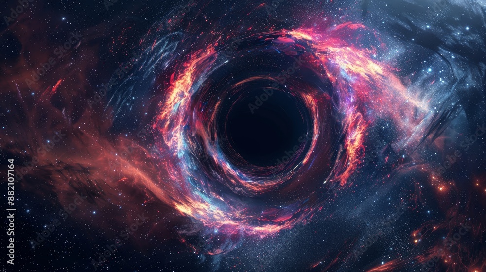 Wall mural a multicolored singularity in outer space with an abstract background of bright cosmic light