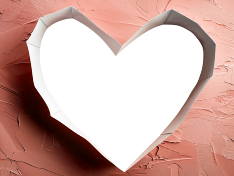 heart shaped hole in a paper, transparent heart frame center