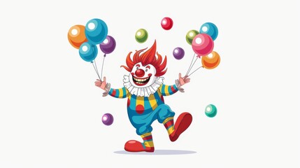 cartoon style clown with a big smile rainbow color
