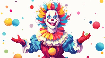 cartoon style clown with a big smile rainbow color