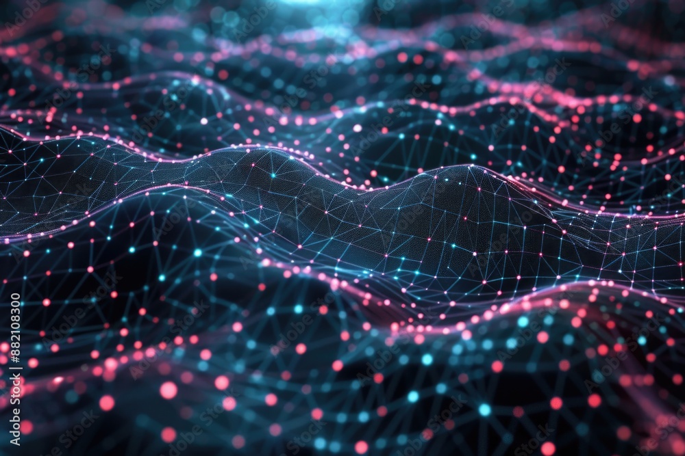 Aufkleber A futuristic design featuring a wave pattern composed of lines and dots