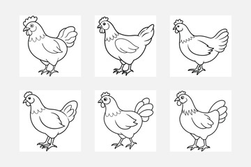 Chicken coloring pages Chicken outline vector for coloring book  vector illustration