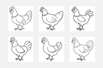 set of chicken icons