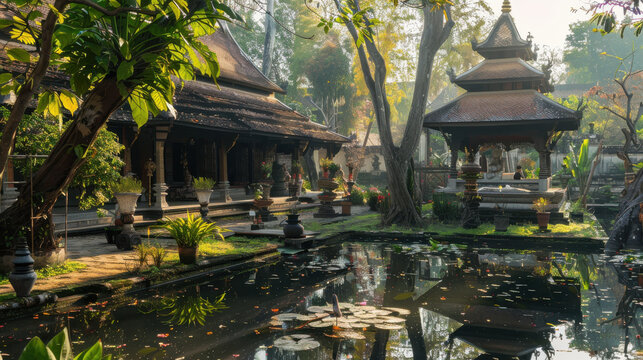 A serene morning at Wat Jed Yod, with its unique Indian-influenced architecture and peaceful gardens