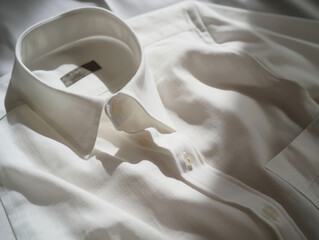 Neat, very flat, white man, shirt, white background, stacked neatly, no logo