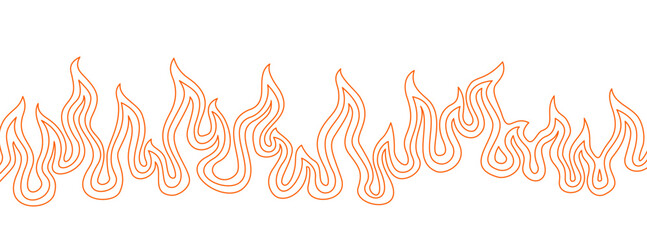 Background with fire lines. Decorative flame lines. Outline of flames as a background. Fire border pattern. Continuous fire line design. Flame outline background. © riansa28