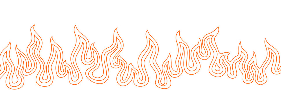 Background with fire lines. Decorative flame lines. Outline of flames as a background. Fire border pattern. Continuous fire line design. Flame outline background.