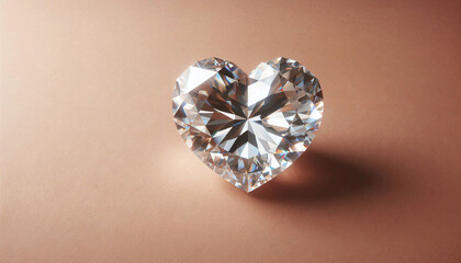 A simple heart shaped diamond on light brown background