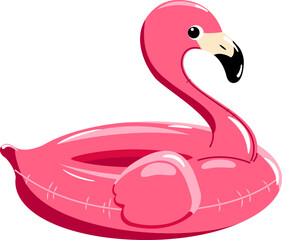 Flamingo, inflatable toy animal. Flat style, vector