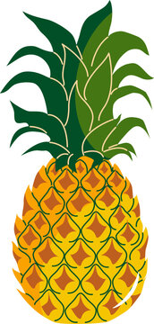 yellow pineapple fruit with green leaves clip art preview
