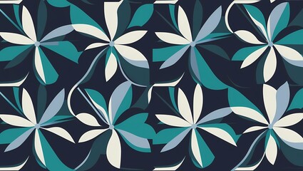 Seamless pattern flower with blue color, abstract floral background