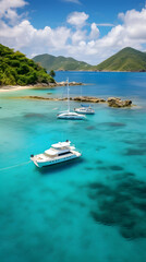 Luxurious Fleet of Boats in a Picturesque Bay of the British Virgin Islands: A Gateway to Nautical Adventures