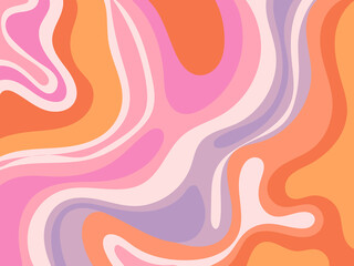 Abstract wave, marble, liquid pattern vintage colorful hand drawn vector illustration background. Design for web, banner, fabric, textile, decoration.