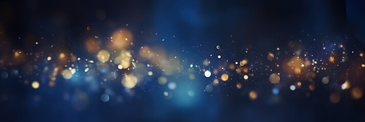 Fototapeta premium Abstract Blue and Gold Background with Bokeh Lights