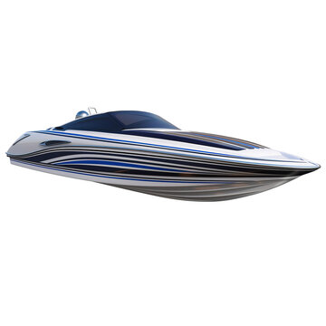 recommend clip art: A speedboat with blue stripes isolated on transparent background, png.