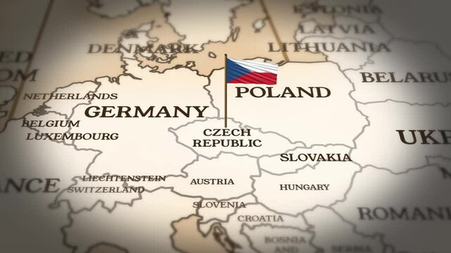 Czech republic flag showing on world map with 3D rendering