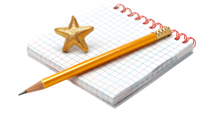 Homework assignment notebook with a star, back to school supplies, academic excellence and encouragement, education and learning tools, png file, isolated on white