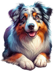 Fototapeta premium Australian Shepherd PNG | High-Quality Transparent Australian Shepherd Peeking Image | Perfect for Digital Art, Crafts, and Design Project