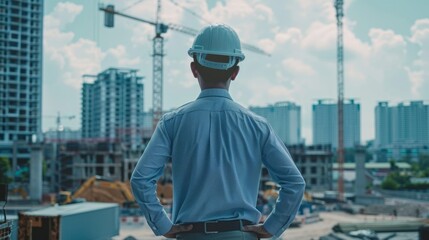 Fototapeta premium Construction Manager Overseeing Urban Development Project