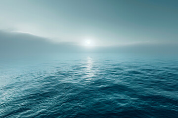Fototapeta premium Tranquil Ocean Horizon at Sunset with Soft Blue Waves and Calm Sky