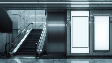 Obraz premium Subway Station Escalator TV
