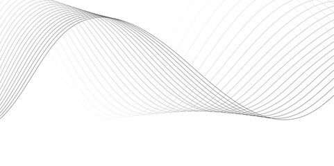 White wave curve lines banner background design. Abstract soft wave lines dynamic flowing gray light isolated background. Vector Illustration of the gray pattern of lines. Black stripes on white .
