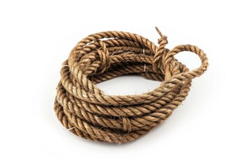 A coiled rope on a white background