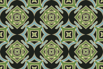 Fabric ikat seamless pattern geometric ethnic traditional embroidery style. Design for background carpet wallpaper clothing wrapping Batik fabric illus.