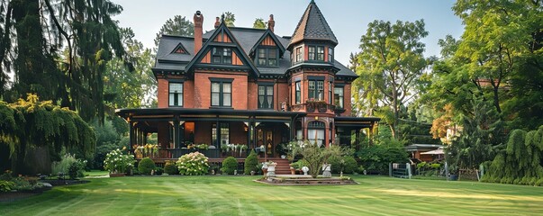 Victorian house with a turret.