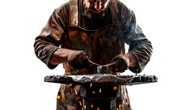 Potter at wheel, ceramic artist crafting pottery, handmade clay vessel creation, png file, isolated on white