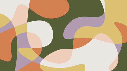 Artistic abstract background with hand drawn overlay colorful shapes. Minimalist retro horizontal cover design template