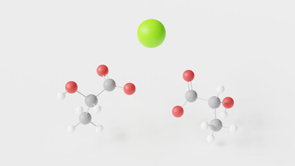calcium lactate molecule 3d, molecular structure, ball and stick model, structural chemical formula food additive e327