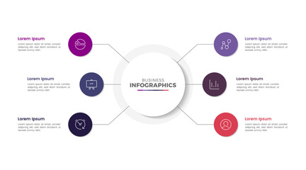 Modern colorful multipurpose business process flow cirlce infographic template design for presentation
