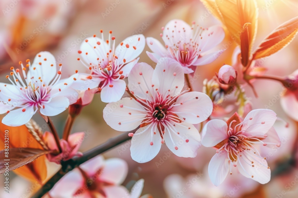 Aufkleber Close-up view of a cluster of flowers growing on a tree branch