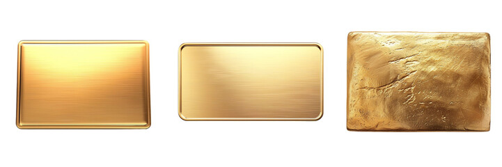Golden rectangular plaque  isolated on transparent png background