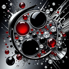 Obraz premium Abstraktion Fantasie Silber, Diamant, Rubin 1x1. Hintergrund für das Design 11.