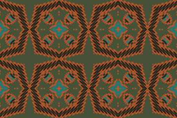 Fabric ikat seamless pattern geometric ethnic traditional embroidery style. Design for background carpet wallpaper clothing wrapping Batik fabric illus.