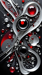 Abstraktion Fantasie Silber, Diamant, Rubin 9x16. Hintergrund für das Design 9.