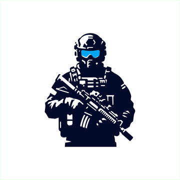 silhouette special force anti terror unit soldier illustration vector
