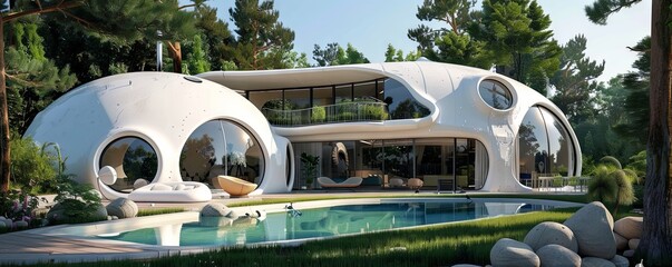 Unique dome house with futuristic architecture.