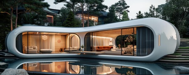 Fototapeta premium Modular home with futuristic design.