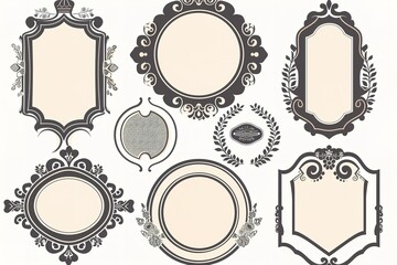 Set of decorative plates with a circular brown pattern, top view. White background