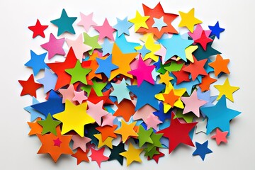 Vibrant Burst: Sets of Multicolor Powder Explosion on White Background