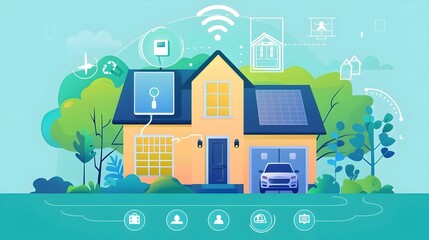 Fototapeta premium Smart Household Monitoring Energy Consumption with Connected Home Devices for Sustainability