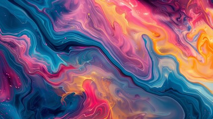 Obraz premium Abstract art featuring vibrant hues swirling and merging, creating a bold, dynamic design.