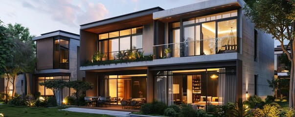 Fototapeta premium Modern townhouse with a chic interior.