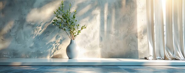 Elegant dining room with an empty porcelain vase.