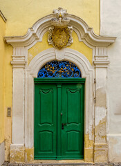 old wooden door,  Eisenstadt, Burgenland, Austria, Europe, May 1st 2024